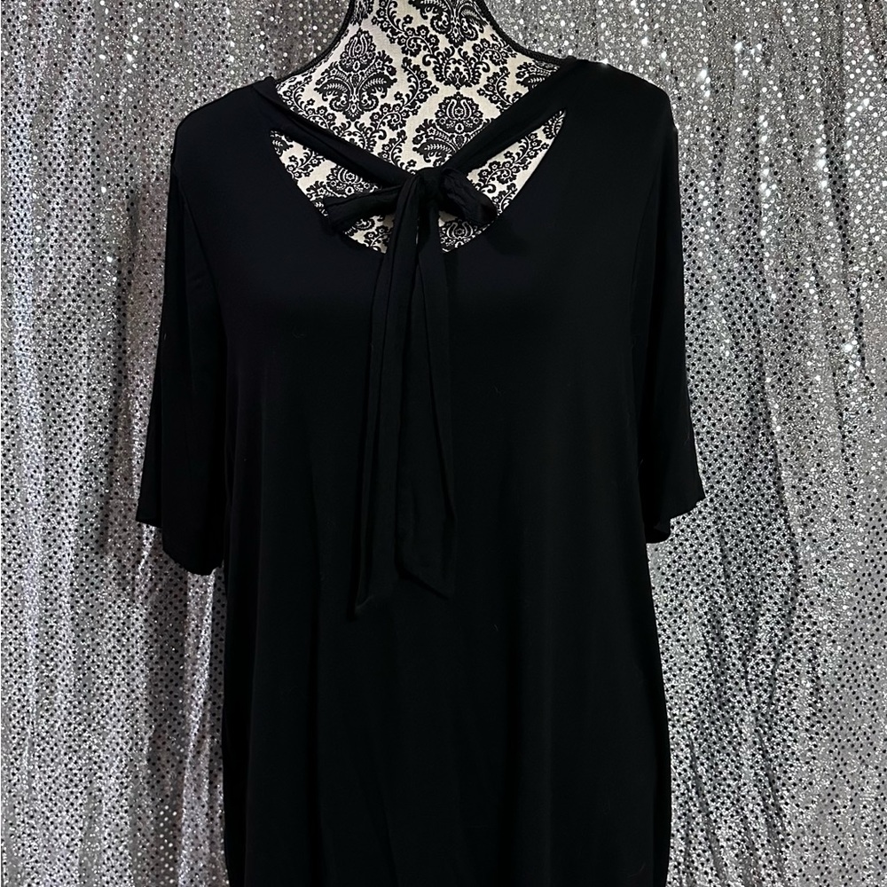 Lane Bryant Black Blouse with Bow Accent